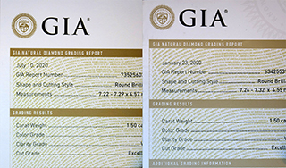 Настоящий и фэйковый сертификат GIA
